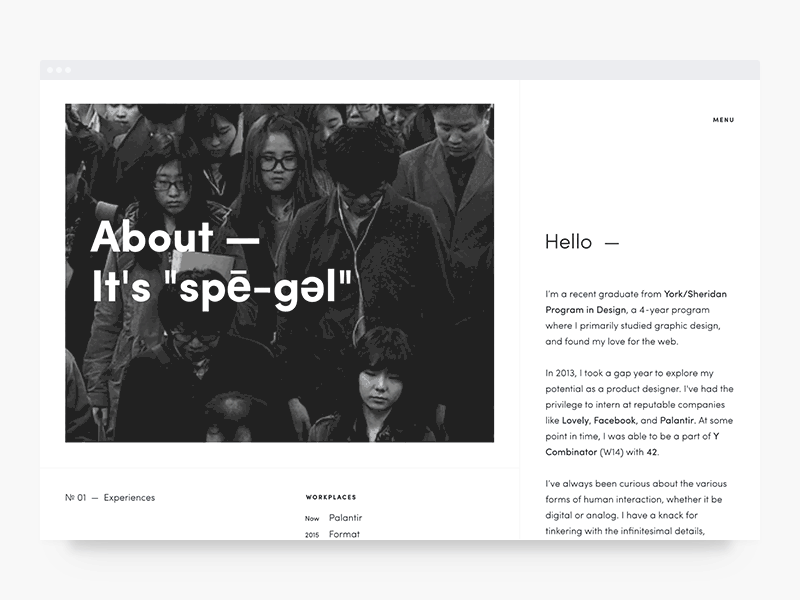 spgl.co — 2016 Concept 1.0 clean flat gif minimal portfolio typography web design website