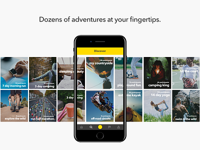 Experience life a little more. adventure challenge design experience thrive tryve ui