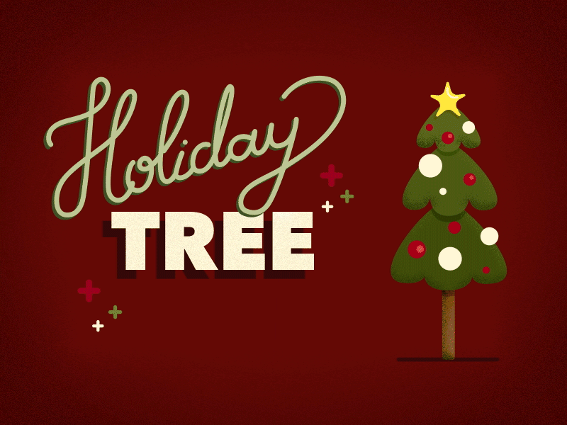Holiday Festive Shrub animation christmas holiday holly illustration lettering motion texture thank you tree type