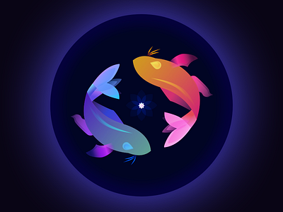 (5/100) Koi Pisces 100 day challenge design fish illustration japan koi logo minimal peace pisces ui vector water