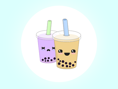(8/100) Boba 100 day challenge anime boba design drinks emoji flat illustration milk tea minimal sweet tea ui vector