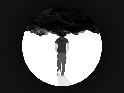 (18/100) Stormy Thoughts 100 day challenge character depression design flat illustration minimal person philosophy storm thoughts ui vector walk