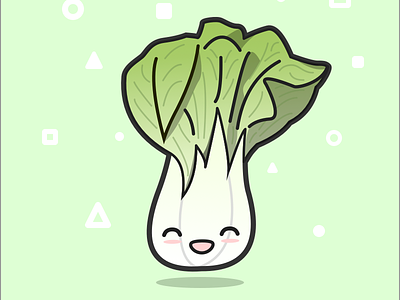 (28/100) Bak Choy 100 day challenge anime asian asian food bakchoy chibi cute design flat green happy illustration light minimal vector veg vegetable vegetables veggies