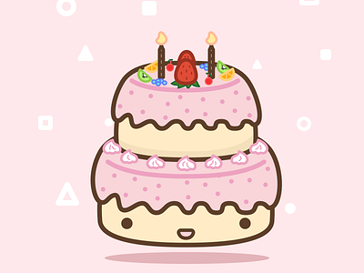 (29/100) Birthday Cake 100 day challenge anime birthday birthday cake cake chibi cute design flat food fruit happy illustration minimal pink soft sweet sweets vector yum