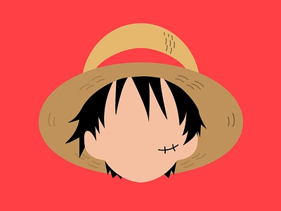 (39/100) Monkey D. Luffy 100 day challenge anime cartoon design face fan art fanart flat hat illustration japanese minimal minimalist pirate pirates red strawhat vector