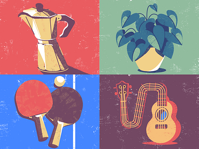 Texture brushes coffee illustration moka pingpong plant tennistable texture ukulele vector