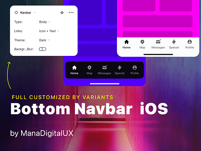 Bottom Navigation bar for iOS. Free figma file. app design figma freebie ios mobile app navigation bar tabbar template ui