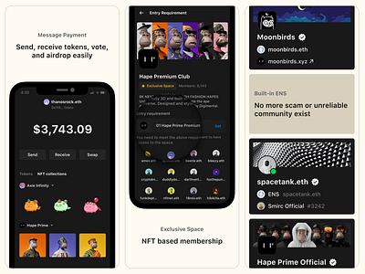 Buidler Appstore Screenshot - 2 appstore blockchain buidler buidler app community crypto dark mode design messaging nft screenshot space ui wallet web3