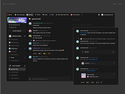 Buidler Component - Chat blockchain buidler buidler app chat community dark mode messaging side bar ui ux verify wallet web app