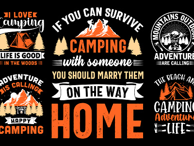Camping t shirt design bundle
