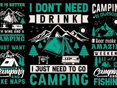 Camping t shirt design bundle free download