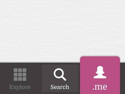 App Menu Bar Icons flat grey icons ios iphone navigation paper pink search tabs ui