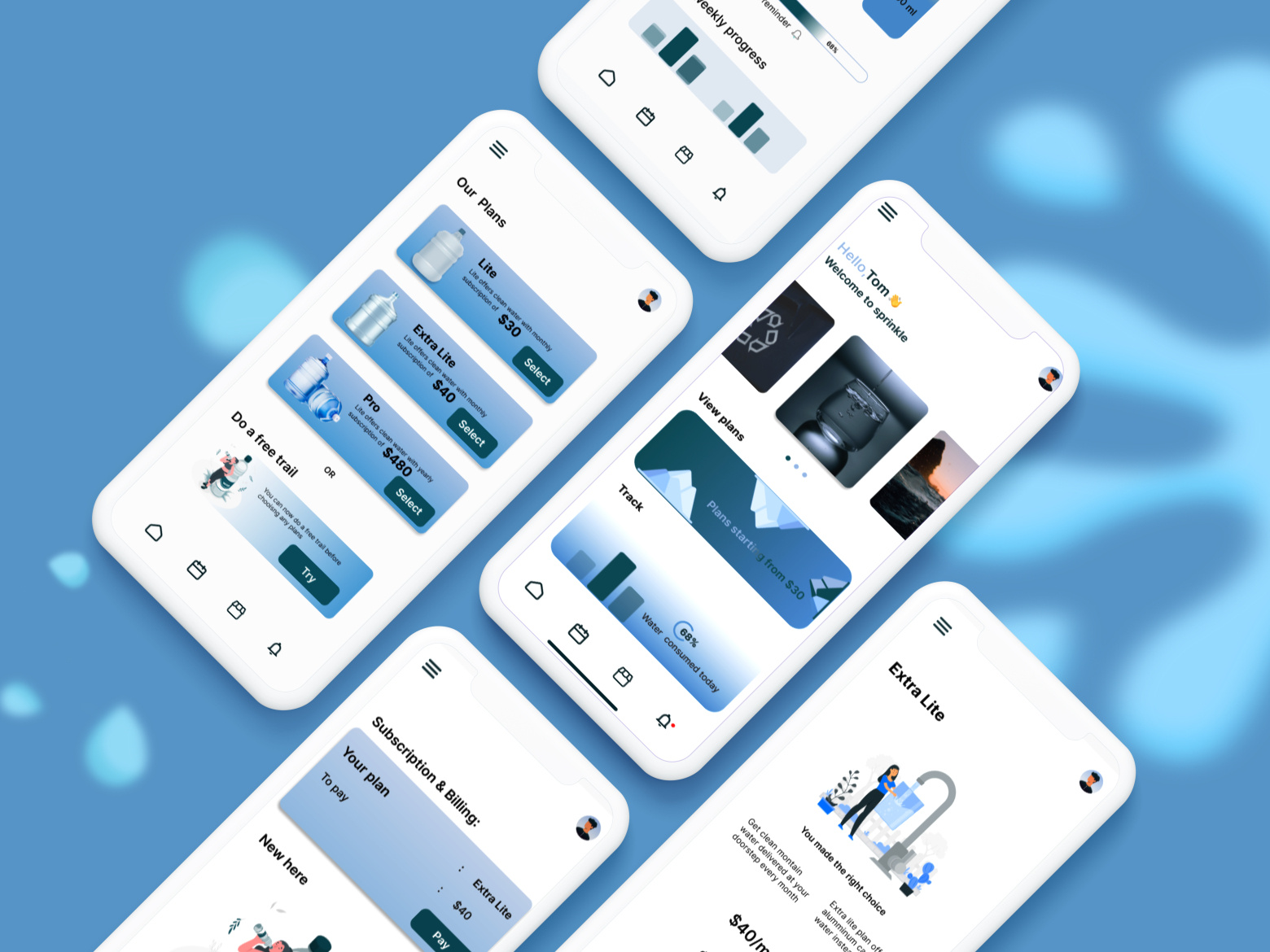 sprinkle water ordering app design by Monisha Selvakumar on Dribbble