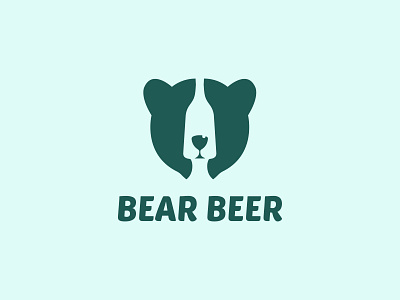 BEAR BEER LOGO animal logo bear logo beer logo branding graphic design logo negative space logo
