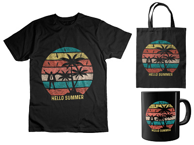 Hello Summer | Travel t-shirt design black blank clothes clothing cotton design fashion isolated shirt t shirt white