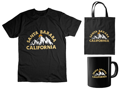 Mountain t-shirt design | Santa Baraba California T-shirt black blank clothes clothing cotton design fashion isolated shirt t shirt white