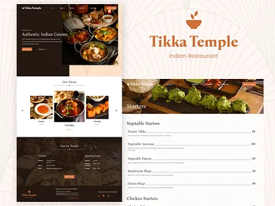 Restaurant Landing Page - Tikka Temple Indian Restaurant graphic design illustration landing page typography webdesign