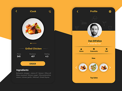 Food App app design food food app illustration interface minimial order profile recipe ui ux