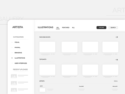 Artista the art gallery art artista artists gallery interface minimal profile showcase ui webpage