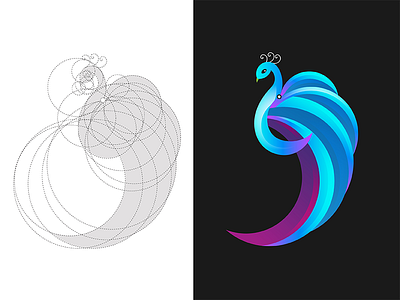 Peacock with logo grid colors golden ratio grid illustration logo logo grid peacock