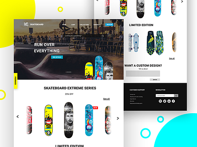 Skate board webpage concept interface landingpage skateboard skating ui ux webpage website