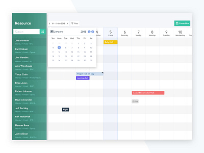 Resource Schedule calendar clean flat green management resource schedule task todo