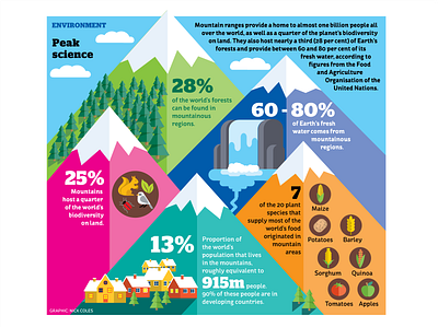 Mountain facts illustration infographic