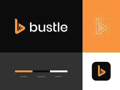 bustle beats logo b logo b monogram brand identity clean clever logo colors corporate style graphic design icon logo design logo grid minimalism monogram music logo negative space logo simple sound soundwave typography