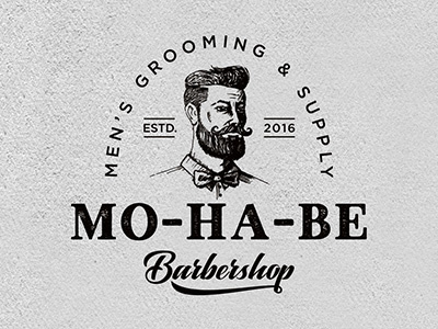 MOHABE Barbershop barber barbershop beard grooming hair logo logodesign logovo logovodesign men moustache
