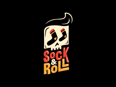 Sock and Roll cute design funny identity logo negativespace rockandroll skull smartlogo socks