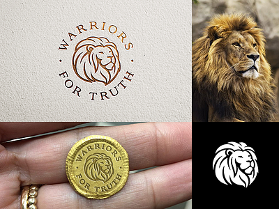 Warriors For Truth brand ifentity coin corporate style gold graphicdesign illustration jewellery lion head lion king litvinenko studio logodesign strength typography warrior