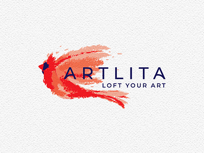 Artlita logo mark art artwork bird logo brand identity brush lettering brush logo corporate style dynamic graphicdesign litvinenko studio logo design orange red typography watercolor logo