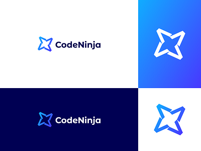 CodeNinja logo concept brand identity clever logo code coder coding corporate style developer gradient graphicdesign it logo litvinenko studio logodesign mark minimalism ninja shuriken sign smart logo