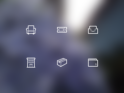 Icons!! building couch glyphs icon iconomous inbox outline package ticket wallet