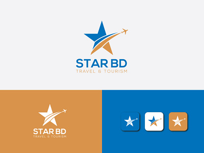 Star BD (Travel & Tourism) Logo 2d design business logo clean company logo creative design design concept graphic design illustrator logo logo design minimalist logo monogram logo travel logo unique website logo