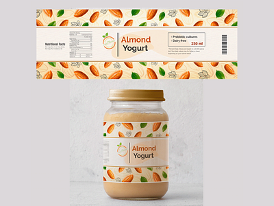 (ALMOND YOGURT) LABEL DESIGN almond butter label design almond yogurt label branding butter label design graphic design illustration label label design logo packaging desing product desin product packaging typography vector yogurt label design