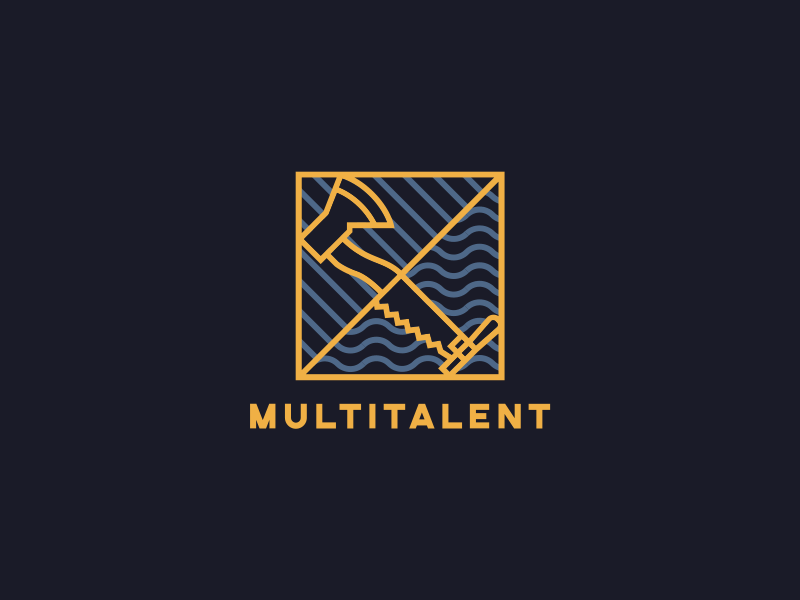 Multitalent axe branding concept icon logo podcast saw