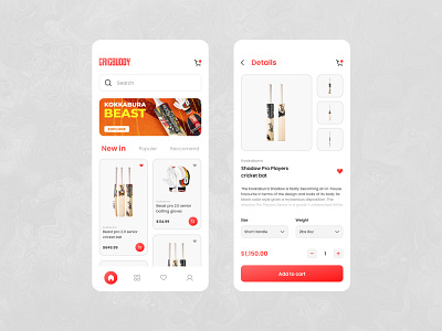 Cricbuddy - E commerce app accessories. app cricket design e commerce interface ui ux visual