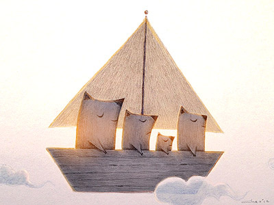 Dream Ship charles santoso illustration mixed media
