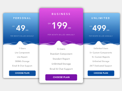 Pricing Table by Ryan ardi on Dribbble