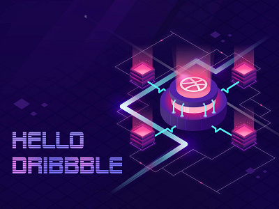 Hello Dribbble design illustration isometric isometric design mark type ui