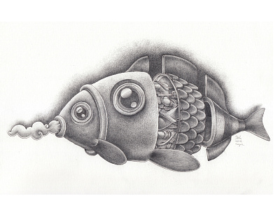 Fish'n Fish 3d doodle illustration pencil sketch