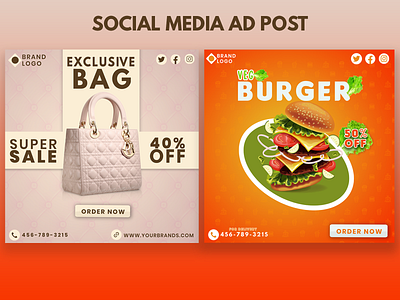 SOCIAL MEDIA AD POST DESIGN ads bag banner branding burger creative design flyer graphic design graphicdesigners instagram logo post poster product sale sellpost socialmedia work