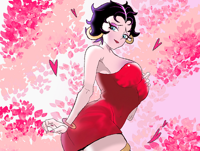 Mistress In Red betty boop character design drawing girl graphic design illustration