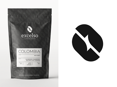 Final Excelso (coffee roasters) logo concept + branding. branding coffe coffee bean coffee packaging coffeeshop concept design graphic identity logotype symbol vector