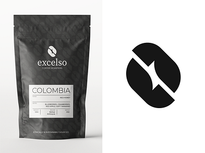 Final Excelso (coffee roasters) logo concept + branding.