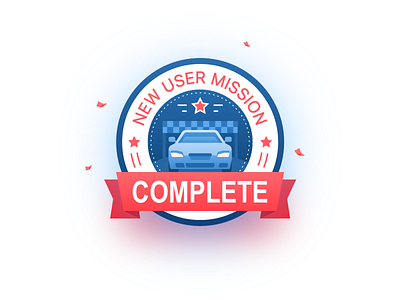 Badge-New User Mission Complete app badge car illustration ui