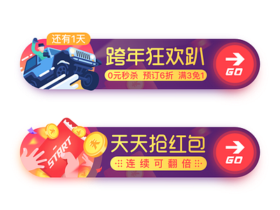 The Small Banners For New Year's Day Promotion.