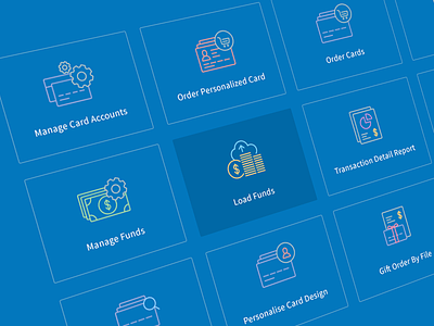 Tiles Menu blue finance grid icons line icons menu tiles user experience user interface