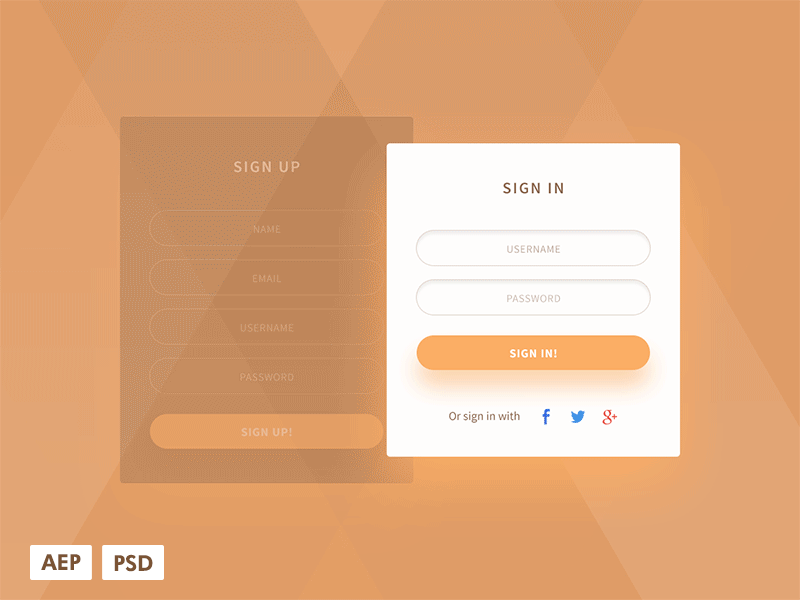 Signup & Signin Forms Rotation aep animation button forms free freebbbies freebie gif login psd sign in sign up